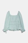 Zara Mint Green Puff Sleeve Blouse (talla small)