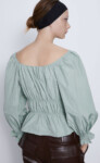 Zara Mint Green Puff Sleeve Blouse (talla small)
