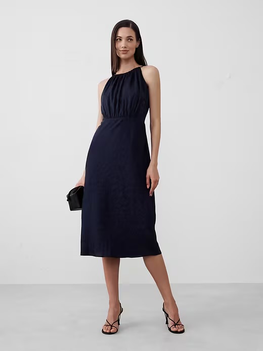 High-Neck Jacquard Midi Dress Banana Republic NUEVO (talla XS)