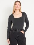 Fitted Double-Layer Scoop-Neck Top | Old Navy (talla M)