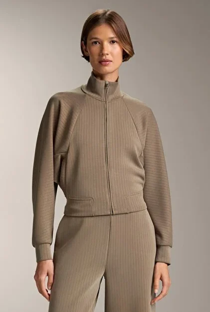 Oysho High-collar striped jacket with soft-touch modal- nueva (talla small)