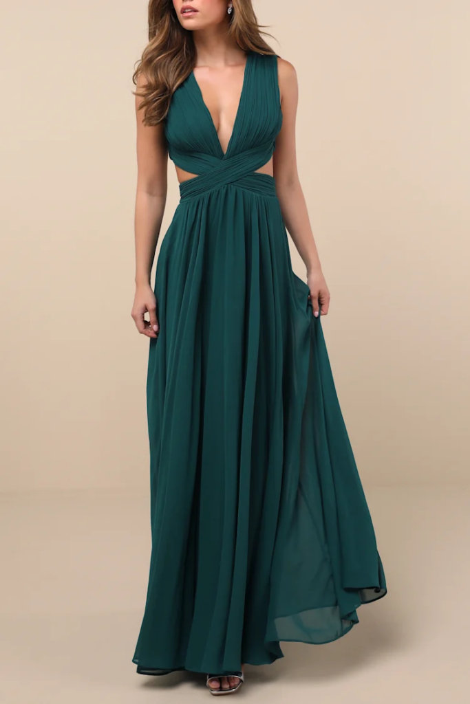 Vivid Imagination Emerald Green Cutout Maxi Dress Lulus NUEVO (talla M)