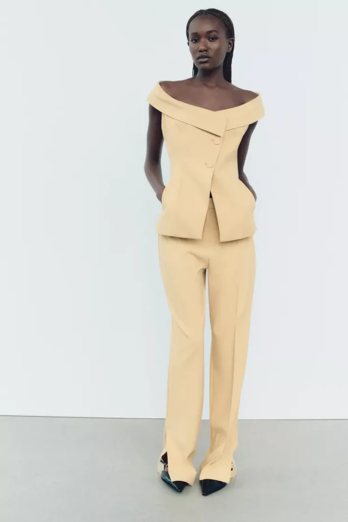 Chaleco tipo bustier cruzado - Beige | ZARA (talla small)