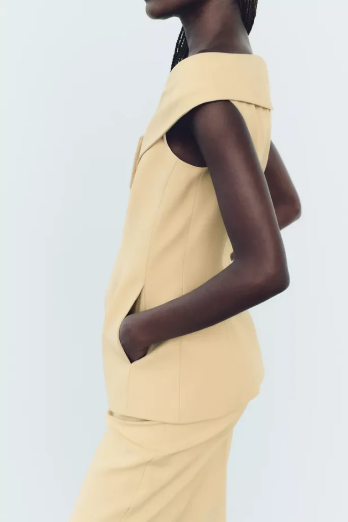 Chaleco tipo bustier cruzado - Beige | ZARA (talla small)