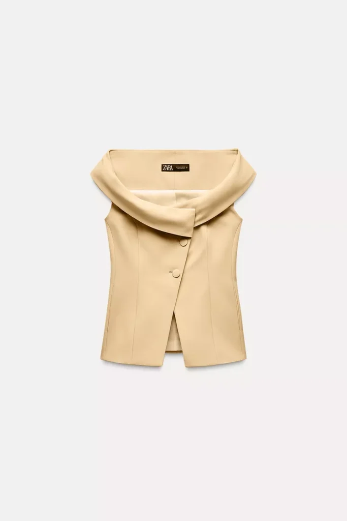 Chaleco tipo bustier cruzado - Beige | ZARA (talla small)