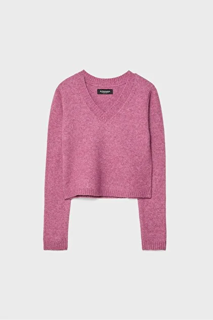 STRADIVARIUS Soft-touch cropped knit sweater nuevo (talla M)