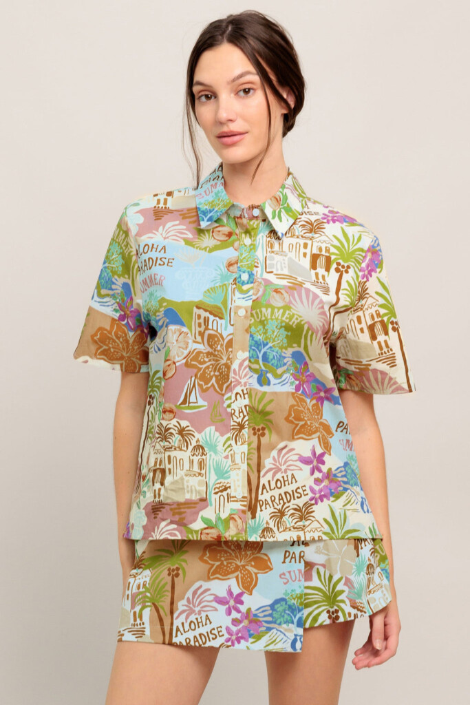 SUNSHINE GETAWAY WOVEN TOP nueva (talla small)
