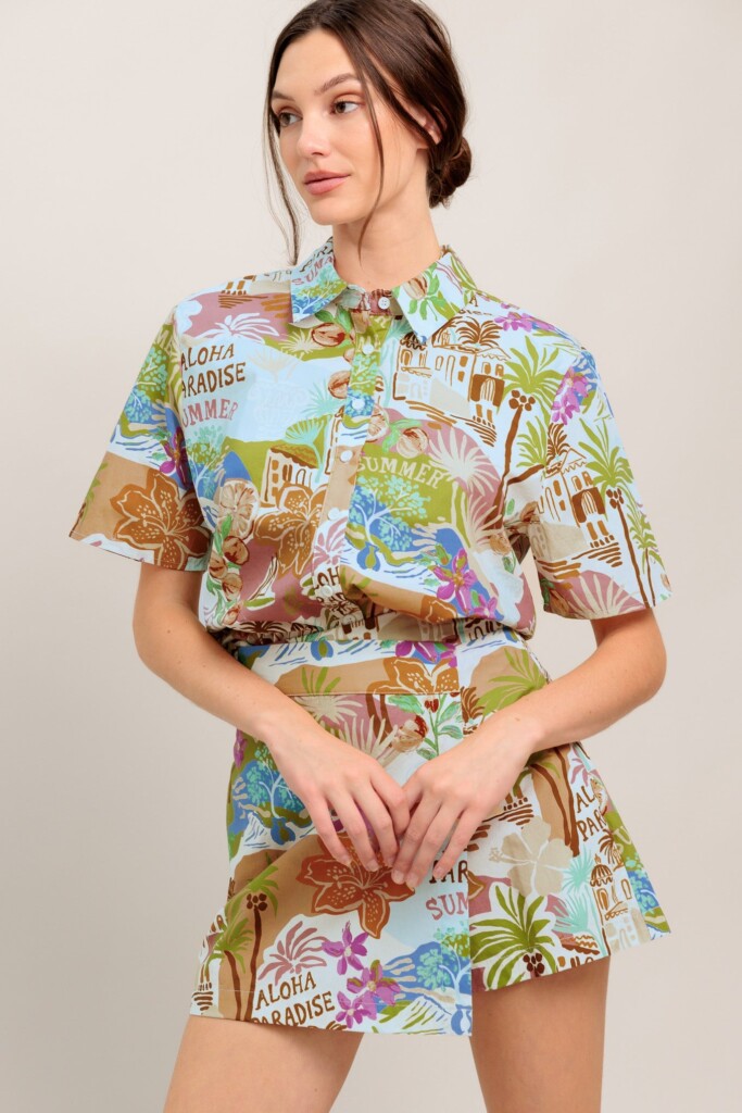 SUNSHINE GETAWAY WOVEN TOP nueva (talla small)