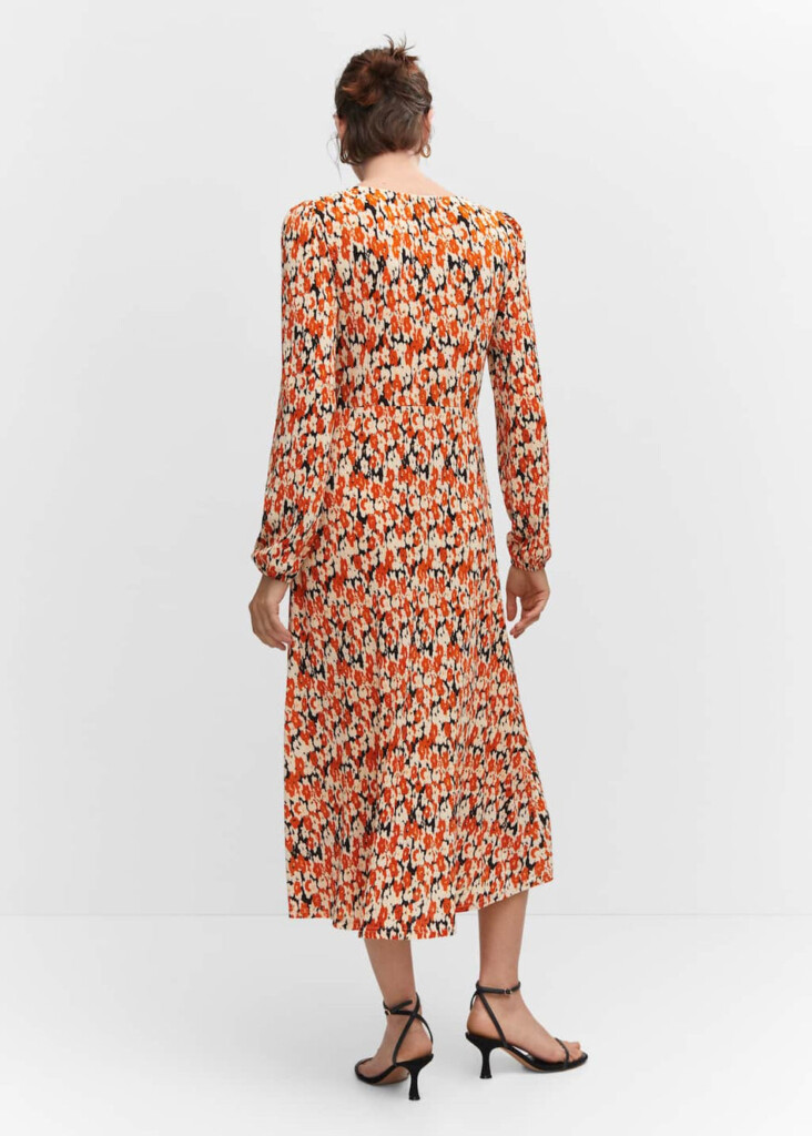 MANGO Floral Print Empire Midi Dress - (talla 2)