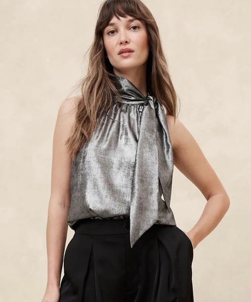 Banana Republic HALTER TIE-NECK BLOUSE nueva (talla small)