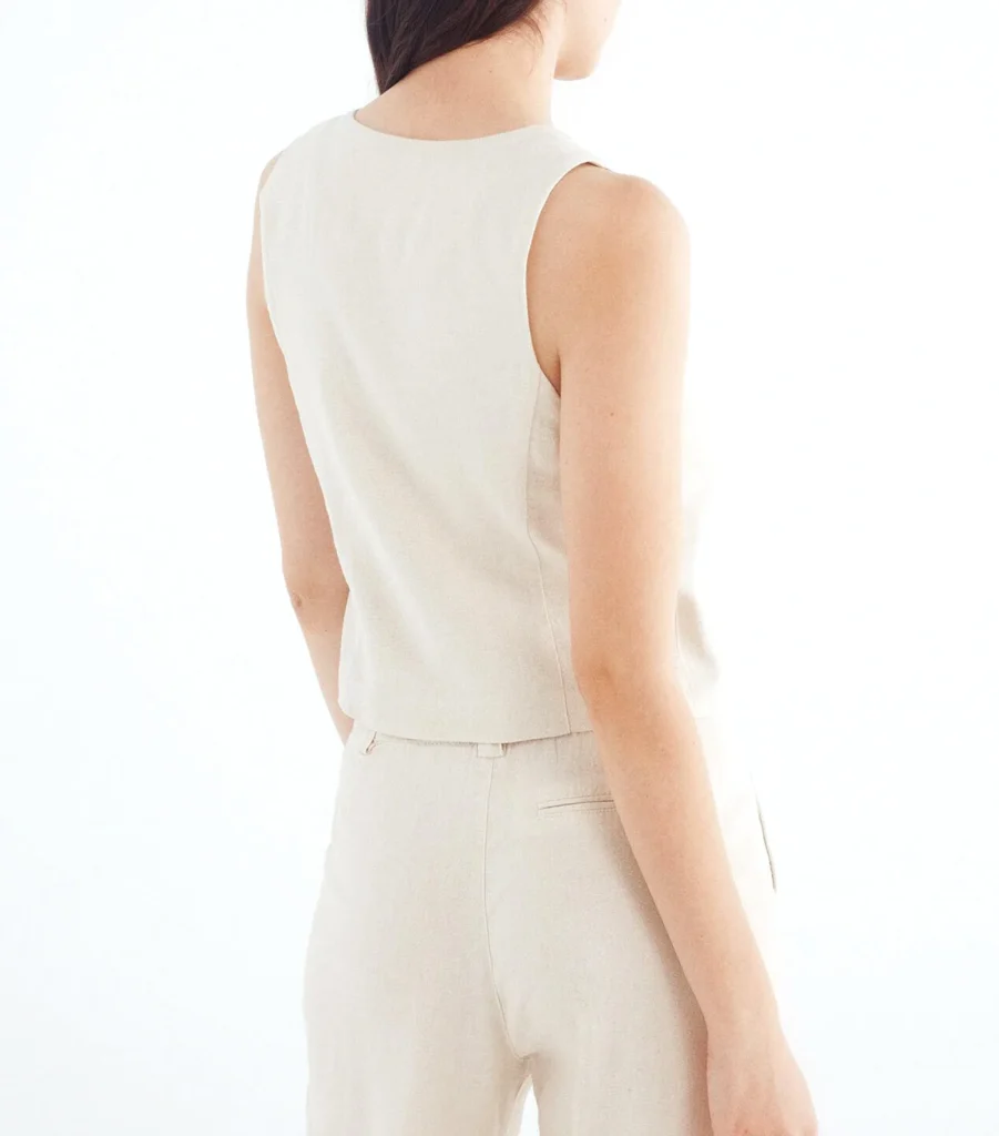 Springfield Linen Bow Vest Beige (talla L, parece S/M)