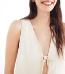 Springfield Linen Bow Vest Beige (talla L, parece S/M)