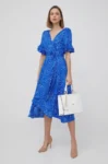 DKNY Flutter Sleeve V- Neck Faux Wrap Dress (Talla small)