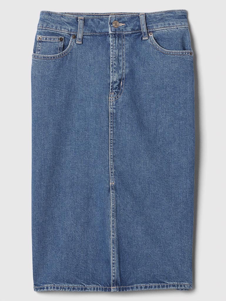 GAP Women's Stretch Denim Midi Pencil Skirt NUEVA (talla small)