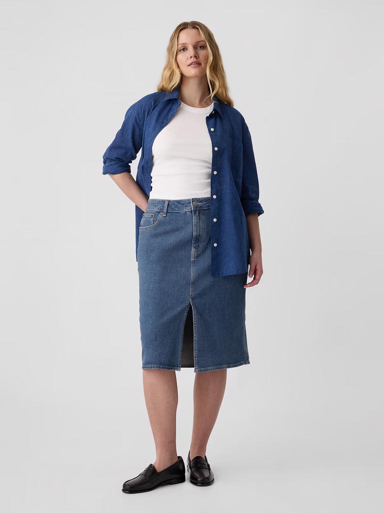 GAP Women's Stretch Denim Midi Pencil Skirt NUEVA (talla small)
