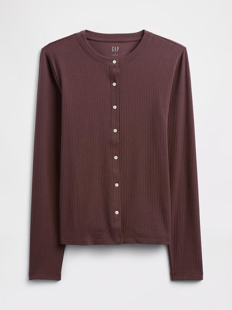 Ribbed Button-Up Top NUEVO (talla M)