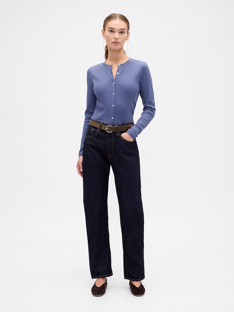 Ribbed Button-Up Top NUEVO (talla S y M)