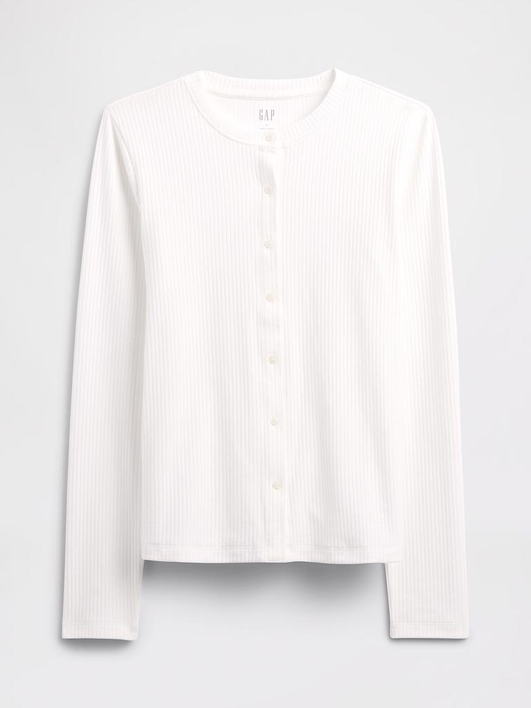 Ribbed Button-Up Top NUEVO (talla M)
