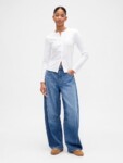 Ribbed Button-Up Top NUEVO (talla M)
