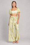 PHAX LINEN YELLOW PAISLEY COVERUP PANTS (talla small)