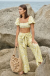 PHAX LINEN YELLOW PAISLEY COVERUP PANTS (talla small)