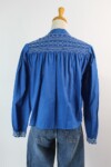 Zara Blue White Floral Embroidered Boho Blouse (talla XS)
