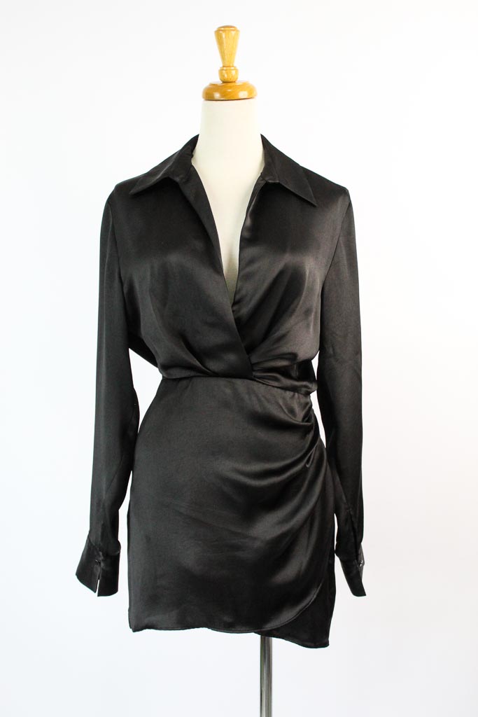 Zara satin black dress nuevo (talla XS)
