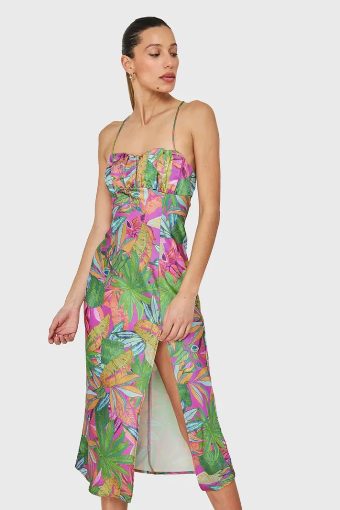 H&M patterned satin midi dress NUEVO (talla XXS)