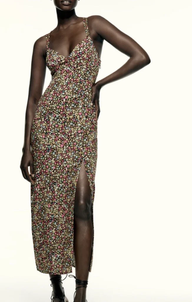 ZARA FLORAL PRINT MIDI DRESS (talla M)