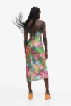 H&M patterned satin midi dress NUEVO (talla XXS)