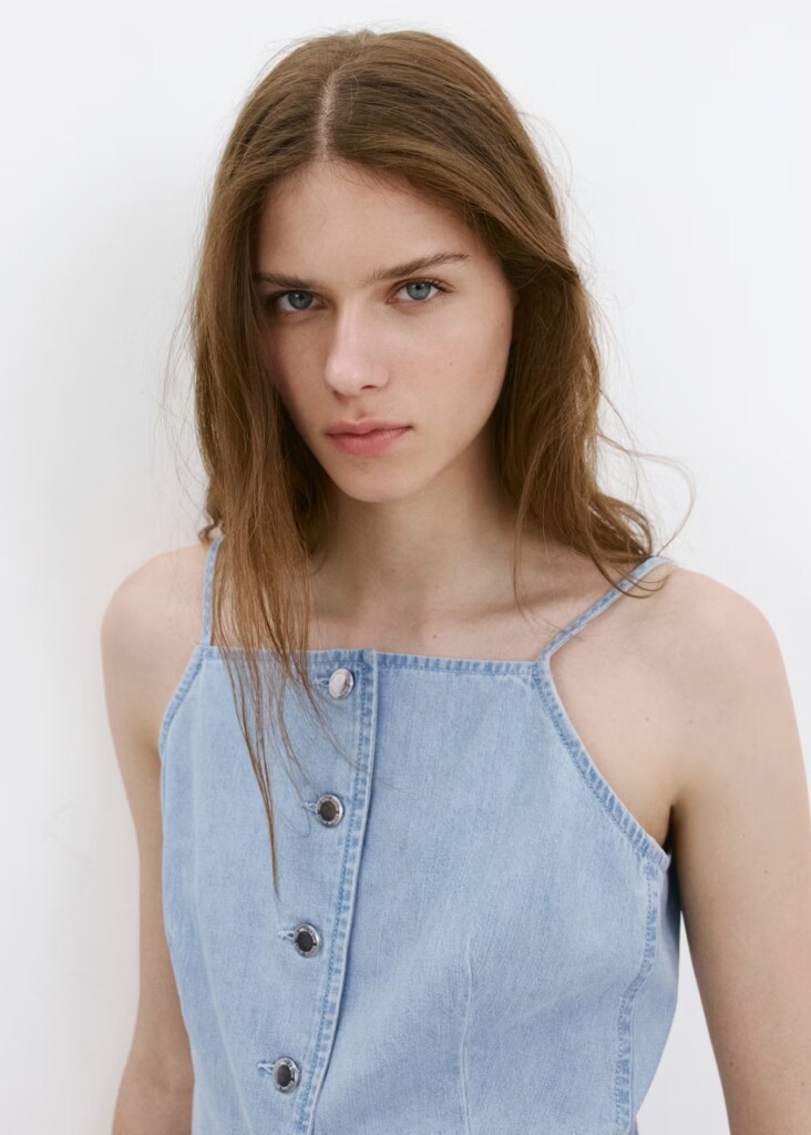 DENIM BUTTONED GILET MANGO nueva (talla L, parece M)