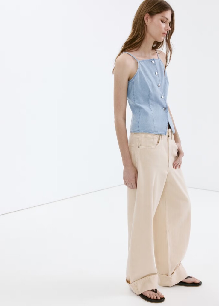 DENIM BUTTONED GILET MANGO nueva (talla L, parece M)