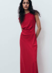 Vestido midi fruncido MANGO (talla M)