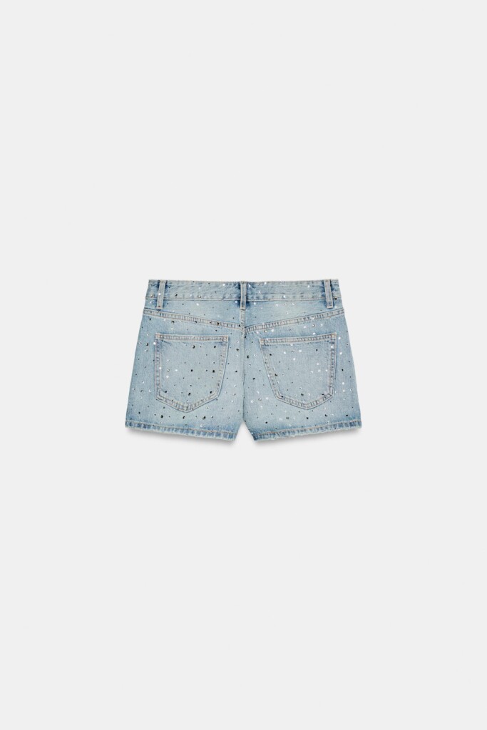 RHINESTONE DENIM SHORTS ZARA NUEVOS (talla 6)