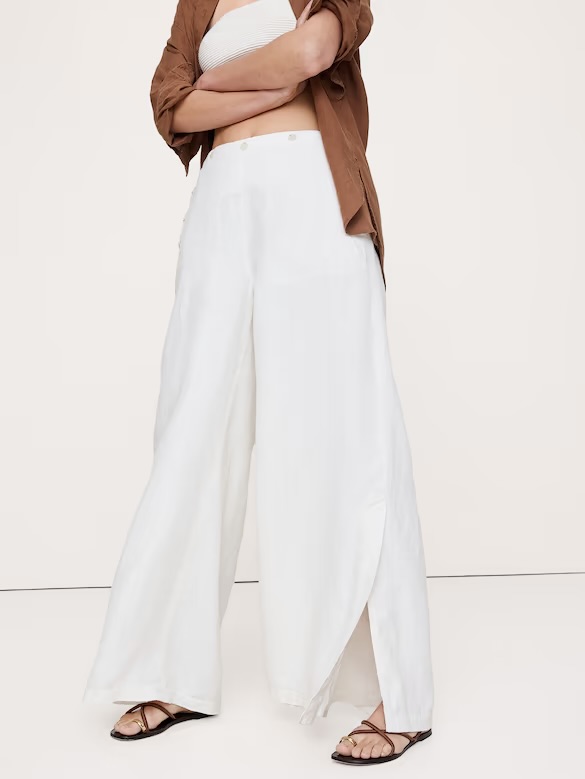 High-Rise Wide-Leg Linen Pull-On Sailor Pant NUEVO Banana Republic (talla small)