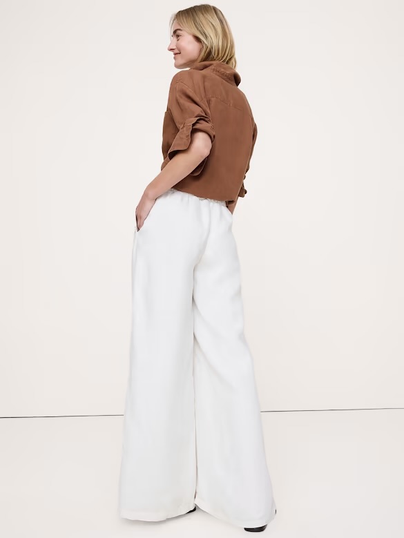 High-Rise Wide-Leg Linen Pull-On Sailor Pant NUEVO Banana Republic (talla small)