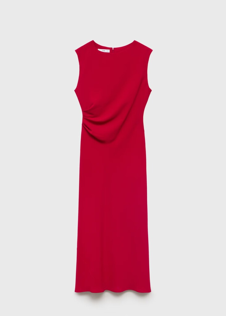 Vestido midi fruncido MANGO (talla M)