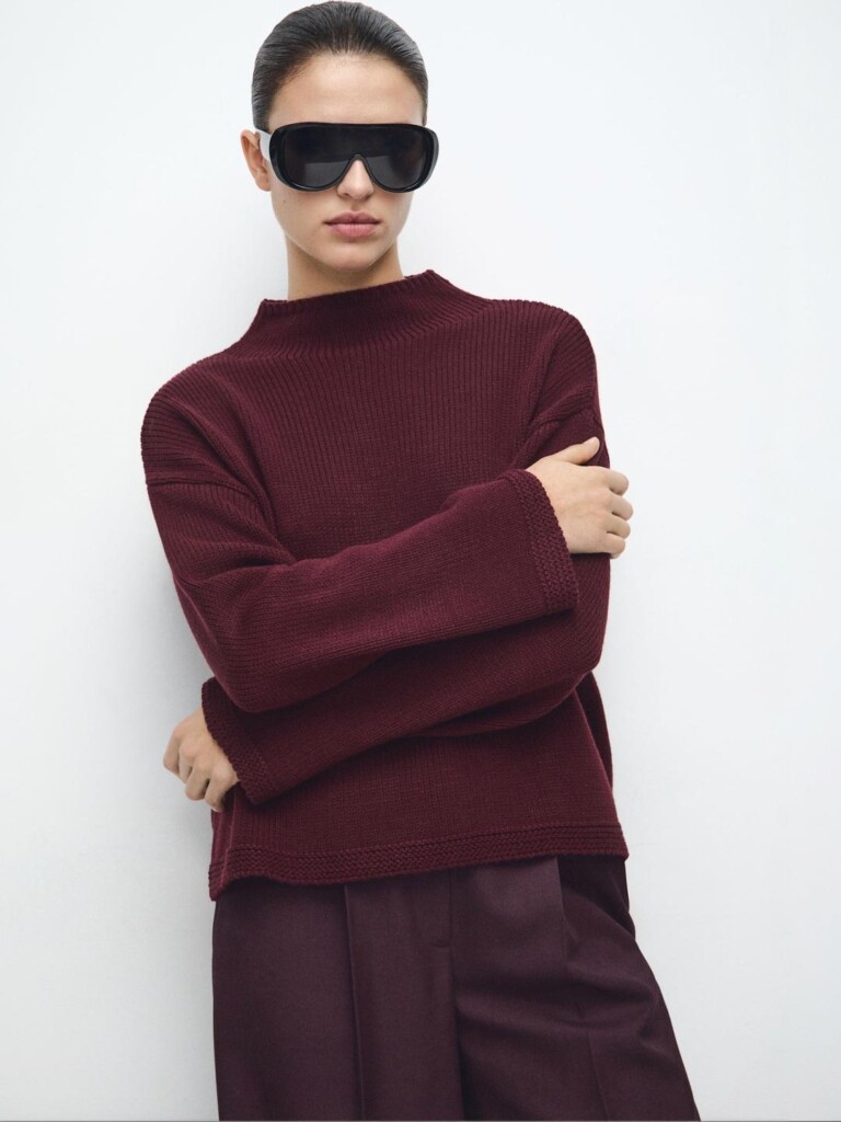 Mango Red High Neck Knitted Sweater (talla XS flojitoo)