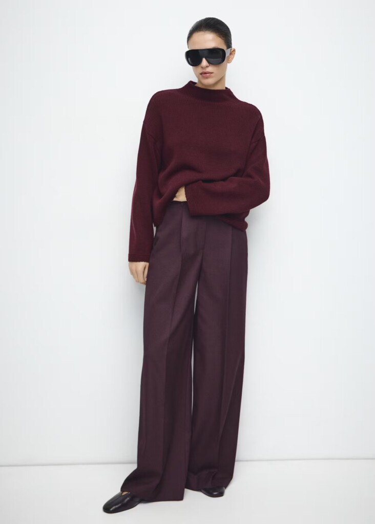 Mango Red High Neck Knitted Sweater (talla XS flojitoo)