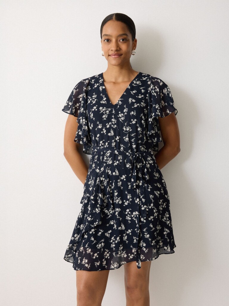 JIGSAW Swirl Posy Floral Mini Dress (talla 6)