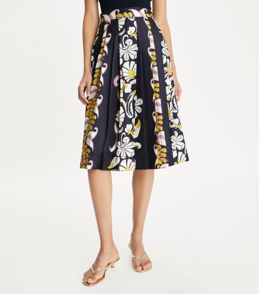 Tory Burch – Printed pleated silk skirt (talla 6)