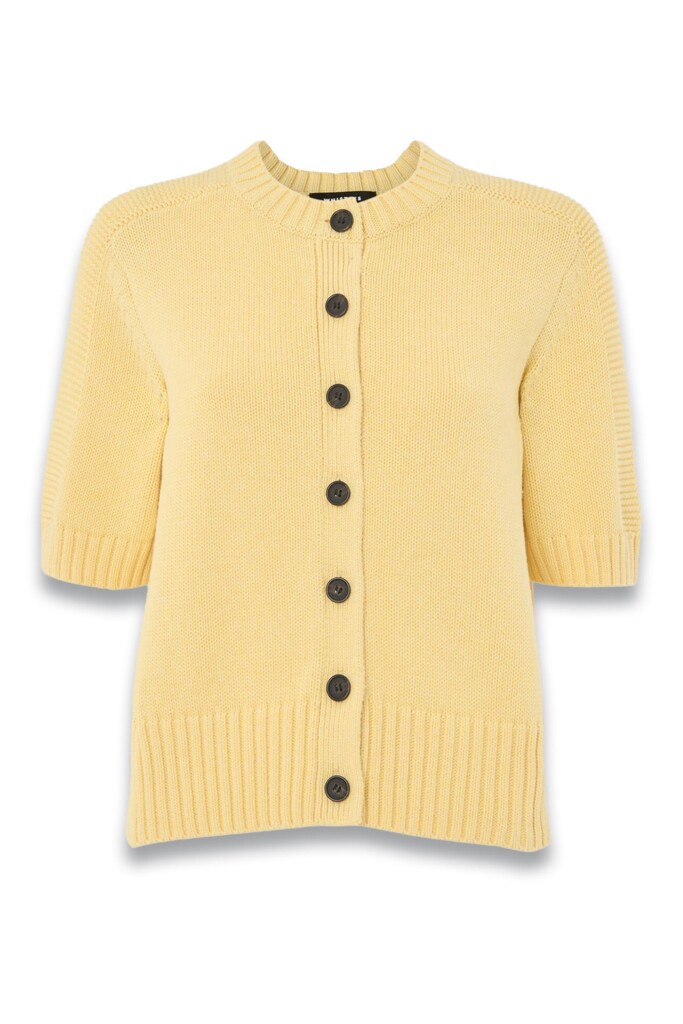 WHISTLES Short Sleeve Button Cardigan (talla small)