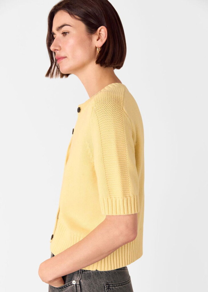 WHISTLES Short Sleeve Button Cardigan (talla small)