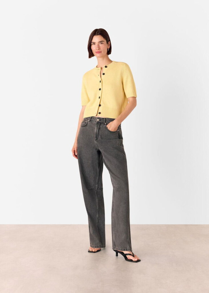 WHISTLES Short Sleeve Button Cardigan (talla small)