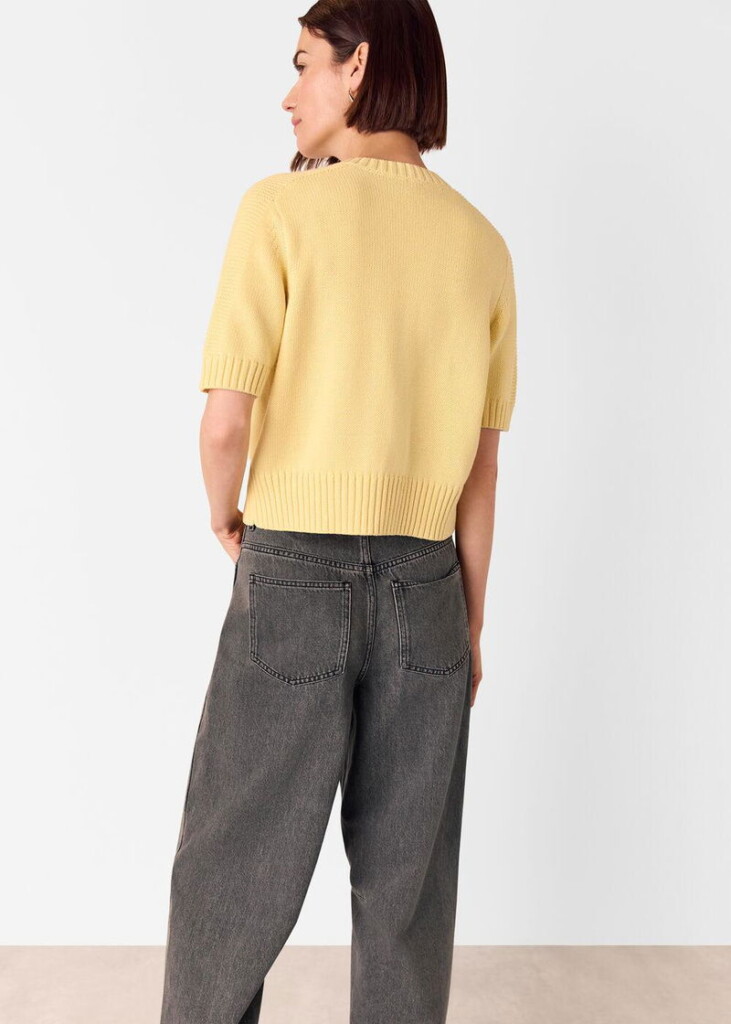 WHISTLES Short Sleeve Button Cardigan (talla small)