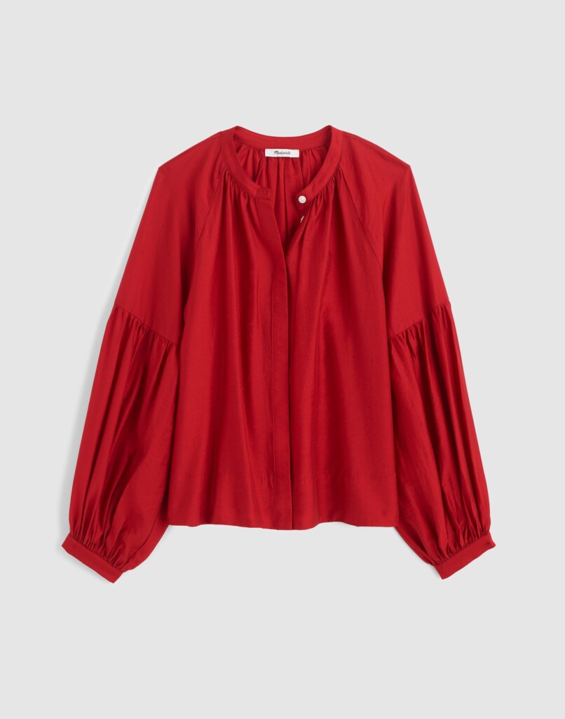 Madewell shirred balloon-sleeve top (talla XS flojita)