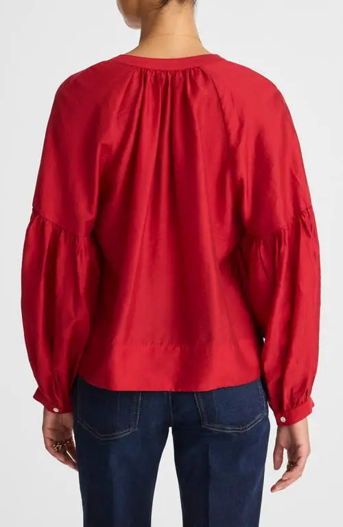Madewell shirred balloon-sleeve top (talla XS flojita)