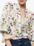 ALICE + OLIVIA  Ilan Button Front Blouse (talla small)