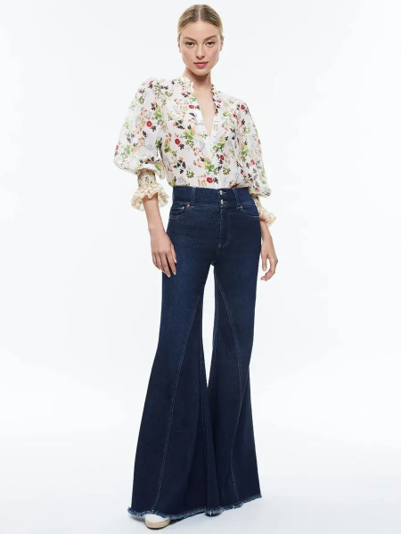 ALICE + OLIVIA  Ilan Button Front Blouse (talla small)