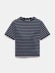 MINT VELVET  Stripe Scallop Trim T-Shirt (talla small)